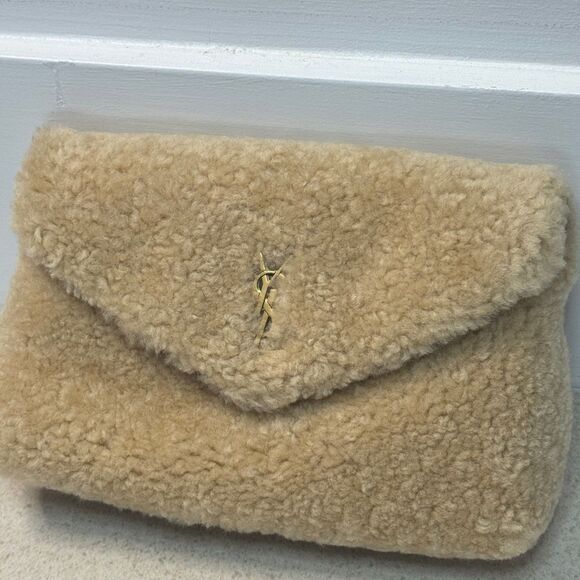 Saint Laurent Small Shearling Pouch Clutch NWT - Picture 2 of 10